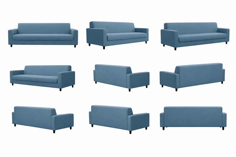 Anyseat 4-Seater Sofa Cover – Plain Grey Blue Style Slipcover for Living Room Chair Protection