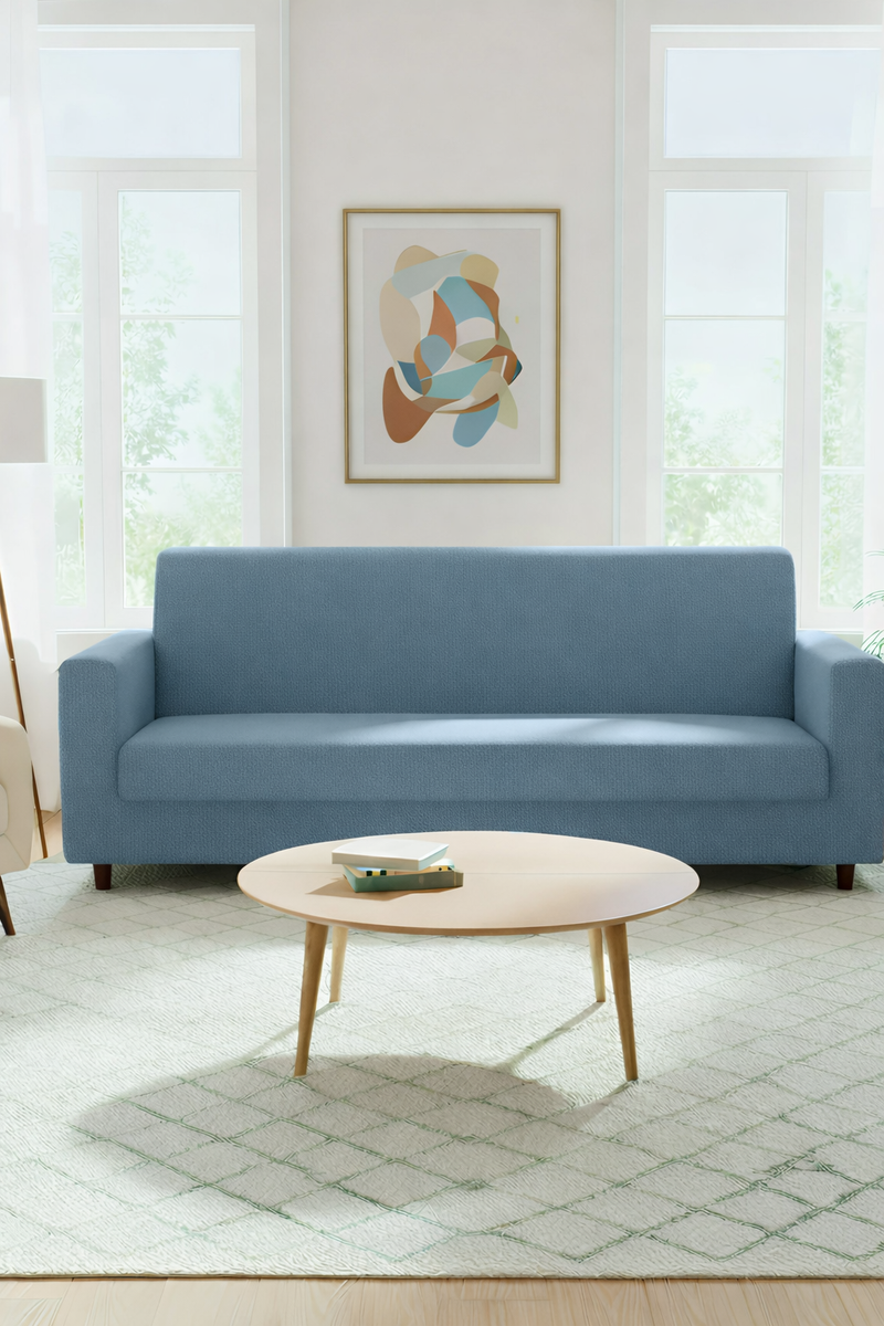 Anyseat 4-Seater Sofa Cover – Plain Grey Blue Style Slipcover for Living Room Chair Protection