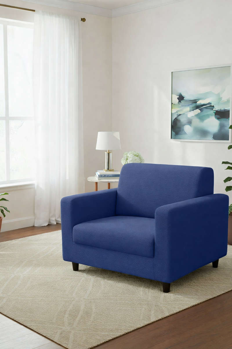 Anyseat 1-Seater Sofa Cover – Plain Royal Blue Style Slipcover for Living Room Chair Protection