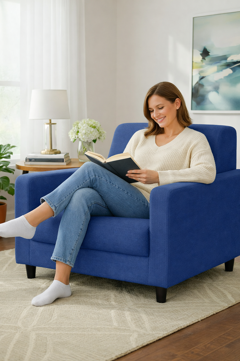 Anyseat 1-Seater Sofa Cover – Plain Royal Blue Style Slipcover for Living Room Chair Protection