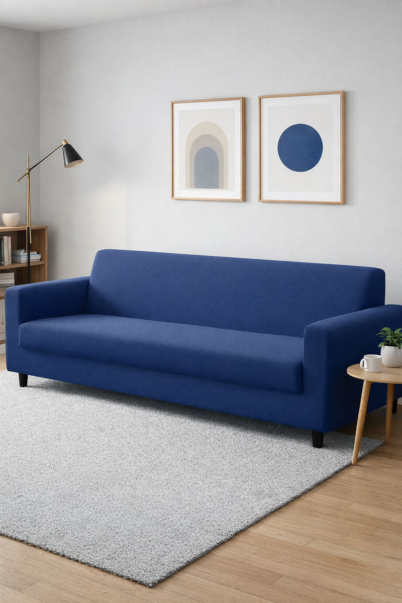Anyseat 4-Seater Sofa Cover – Plain Royal Blue Style Slipcover for Living Room Chair Protection