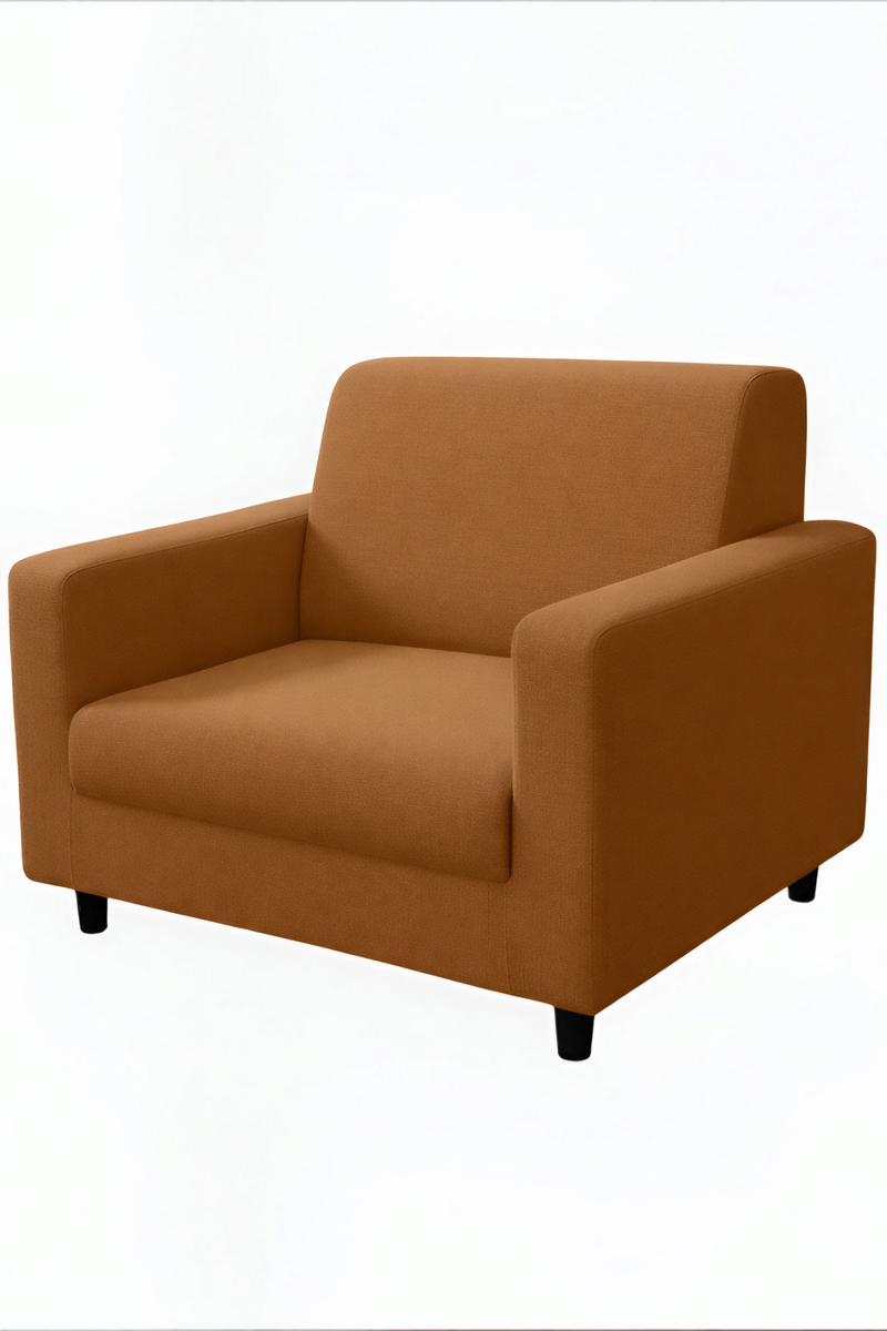 Anyseat 1-Seater Sofa Cover – Plain Caramel Style Slipcover for Living Room Chair Protection