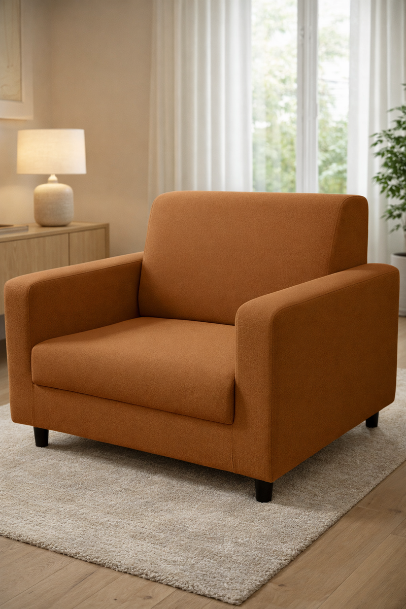 Anyseat 1-Seater Sofa Cover – Plain Caramel Style Slipcover for Living Room Chair Protection