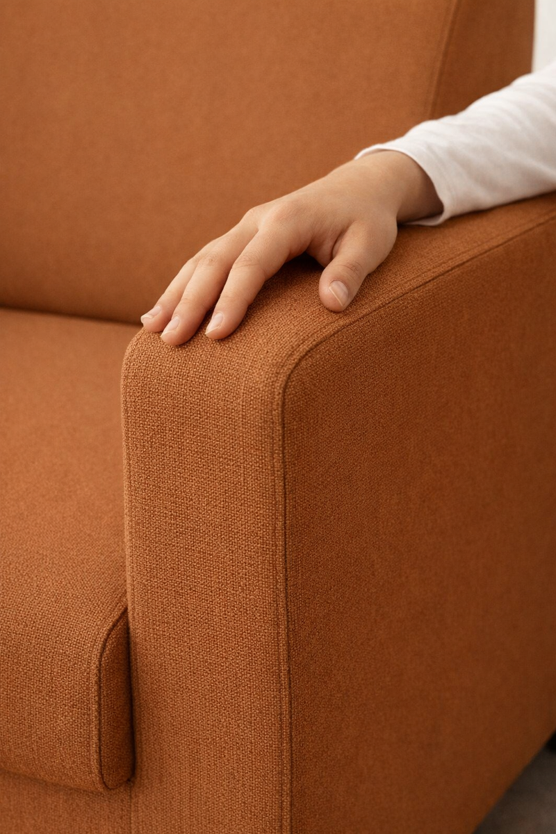 Anyseat 1-Seater Sofa Cover – Plain Caramel Style Slipcover for Living Room Chair Protection