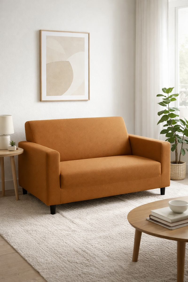 Anyseat 2-Seater Sofa Cover – Plain Caramel Style Slipcover for Living Room Chair Protection