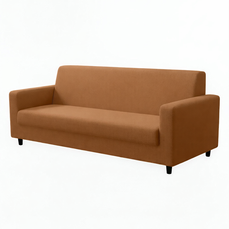 Anyseat 3-Seater Sofa Cover – Plain Caramel Style Slipcover for Living Room Chair Protection