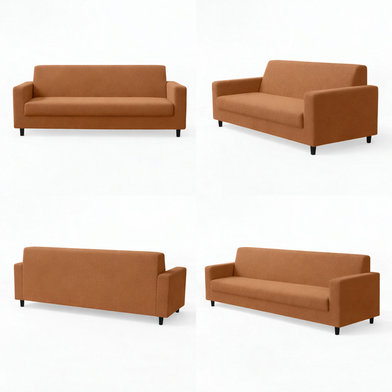 Anyseat 3-Seater Sofa Cover – Plain Caramel Style Slipcover for Living Room Chair Protection