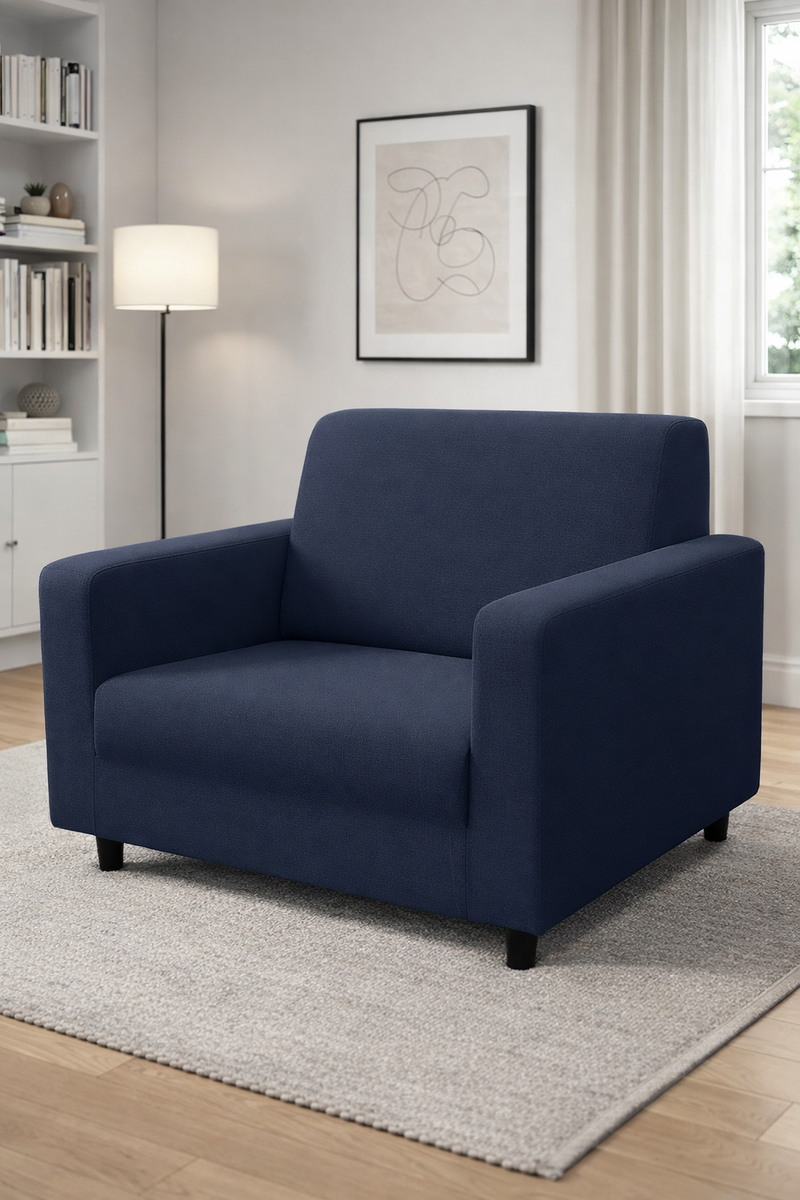 Anyseat 1-Seater Sofa Cover – Plain Navy Blue Style Slipcover for Living Room Chair Protection