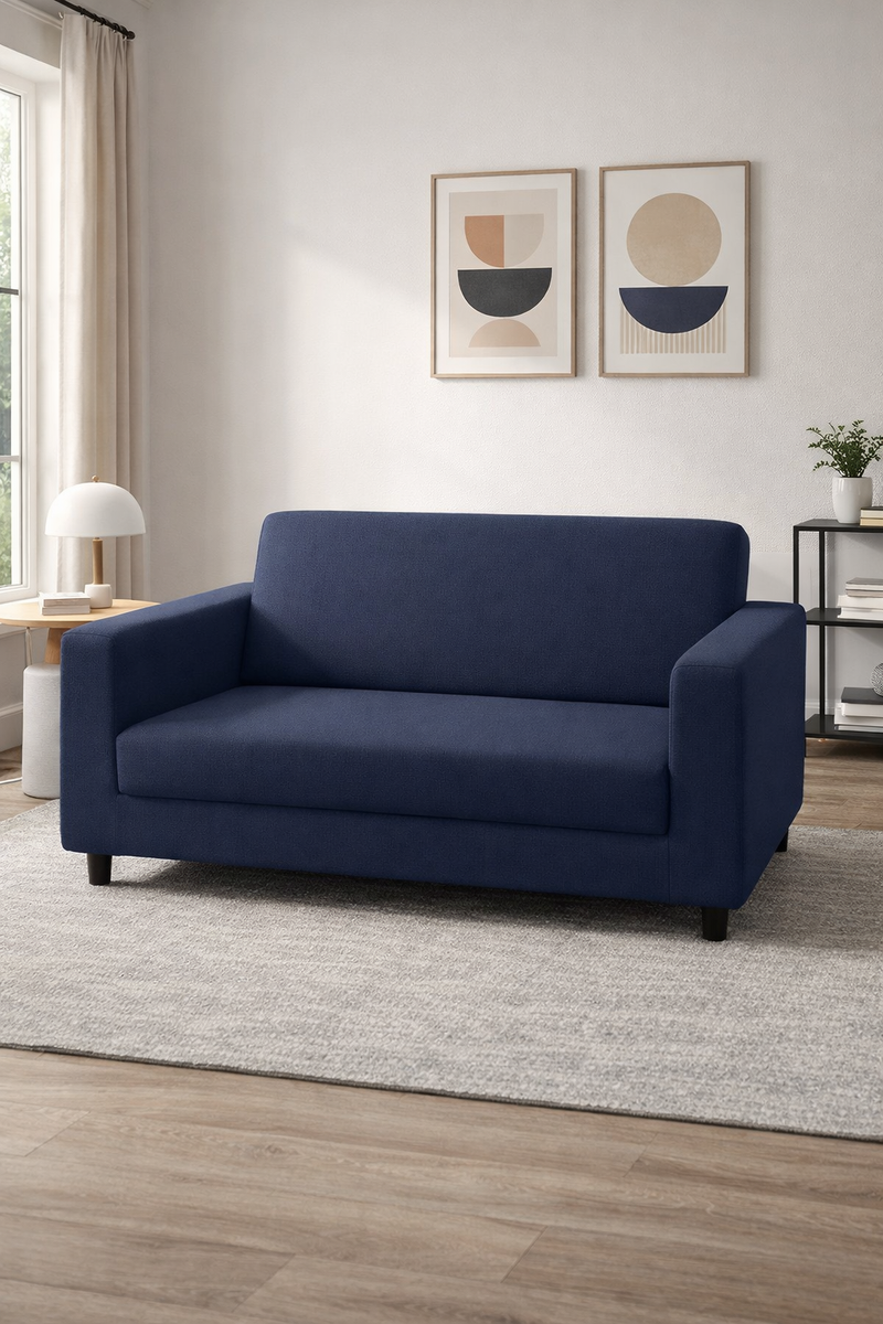 Anyseat 2-Seater Sofa Cover – Plain Navy Blue Style Slipcover for Living Room Chair Protection
