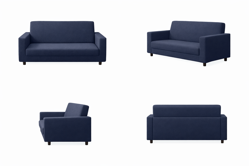 Anyseat 2-Seater Sofa Cover – Plain Navy Blue Style Slipcover for Living Room Chair Protection