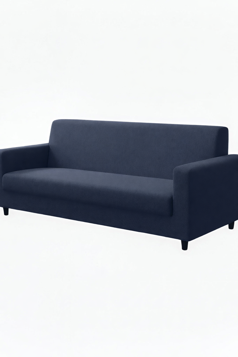 Anyseat 3-Seater Sofa Cover – Plain Navy Blue Style Slipcover for Living Room Chair Protection