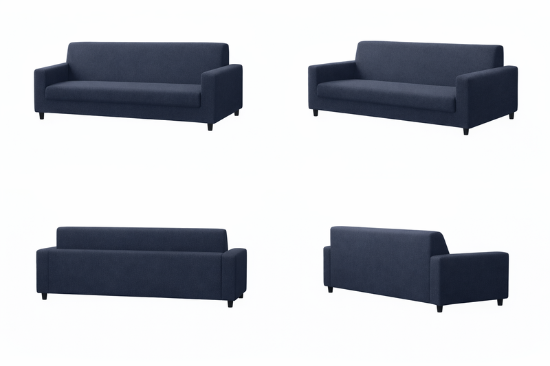 Anyseat 3-Seater Sofa Cover – Plain Navy Blue Style Slipcover for Living Room Chair Protection