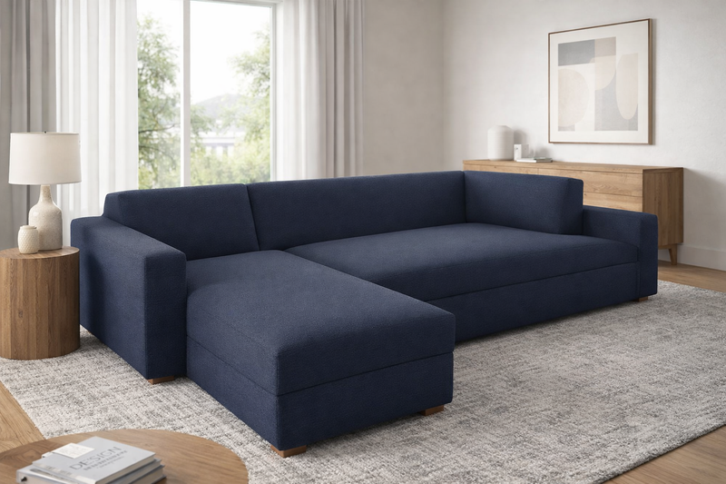 Anyseat 4-Seater Sofa Cover – Plain Navy Blue Style Slipcover for Living Room Chair Protection