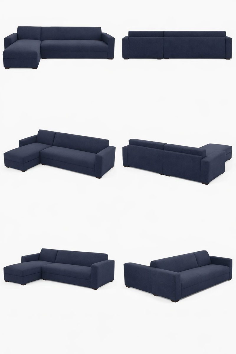 Anyseat 4-Seater Sofa Cover – Plain Navy Blue Style Slipcover for Living Room Chair Protection