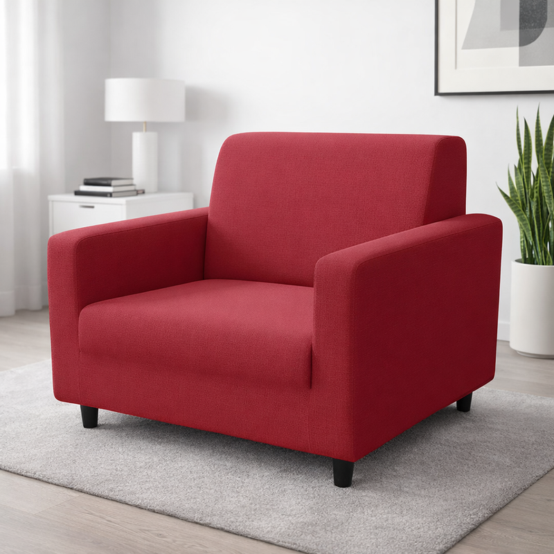 Anyseat 1-Seater Sofa Cover – Plain Red Style Slipcover for Living Room Chair Protection