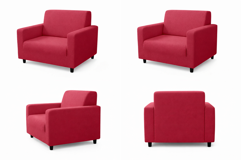Anyseat 1-Seater Sofa Cover – Plain Red Style Slipcover for Living Room Chair Protection
