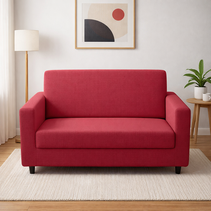 Anyseat 2-Seater Sofa Cover – Plain Red Style Slipcover for Living Room Chair Protection
