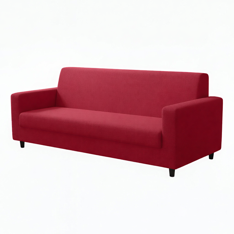 Anyseat 3-Seater Sofa Cover – Plain Red Style Slipcover for Living Room Chair Protection