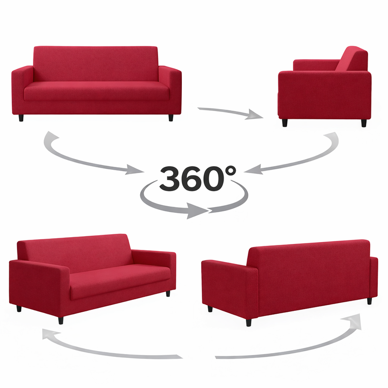 Anyseat 3-Seater Sofa Cover – Plain Red Style Slipcover for Living Room Chair Protection