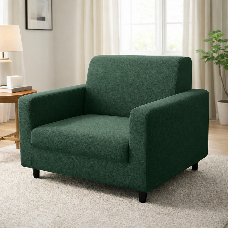 Anyseat 1-Seater Sofa Cover – Plain Green Style Slipcover for Living Room Chair Protection