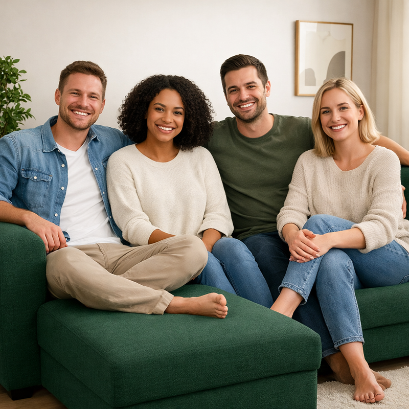 Anyseat 4-Seater Sofa Cover – Plain Green Style Slipcover for Living Room Chair Protection