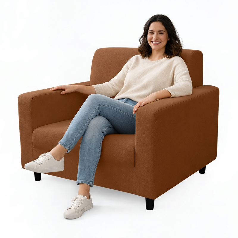 Anyseat 1-Seater Sofa Cover – Plain Light Coffee Style Slipcover for Living Room Chair Protection