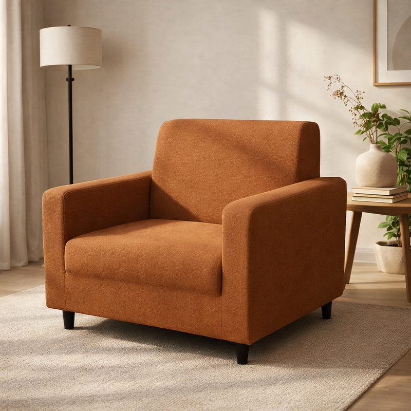 Anyseat 1-Seater Sofa Cover – Plain Light Coffee Style Slipcover for Living Room Chair Protection