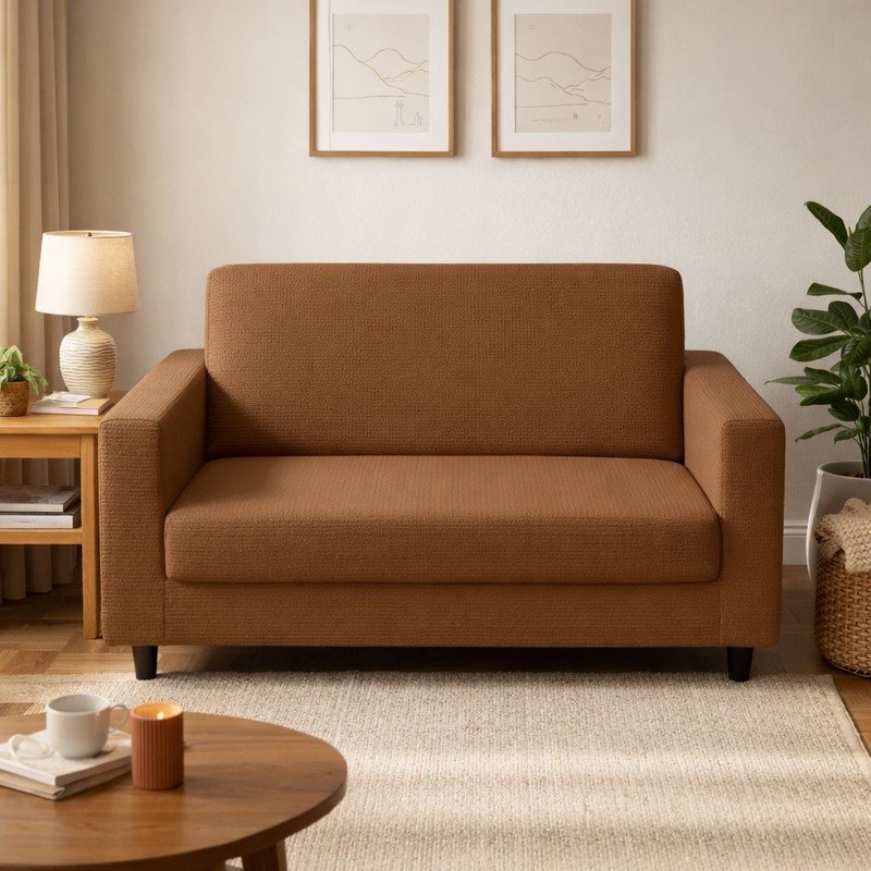 Anyseat 2-Seater Sofa Cover – Plain Light Coffee Style Slipcover for Living Room Chair Protection