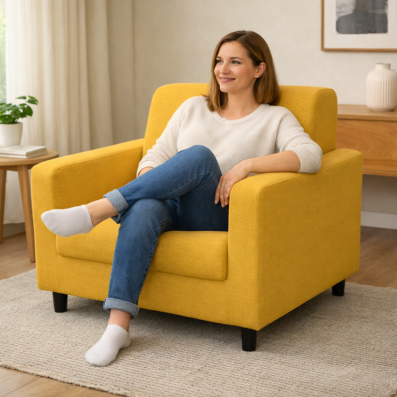 Anyseat 1-Seater Sofa Cover – Plain Yellow Style Slipcover for Living Room Chair Protection