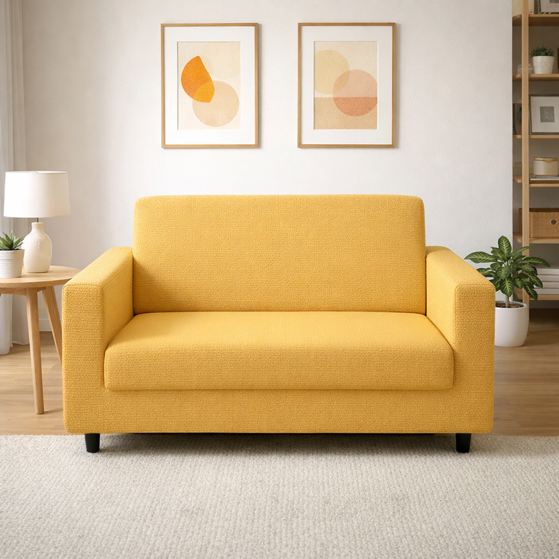 Anyseat 2-Seater Sofa Cover – Plain Yellow Style Slipcover for Living Room Chair Protection