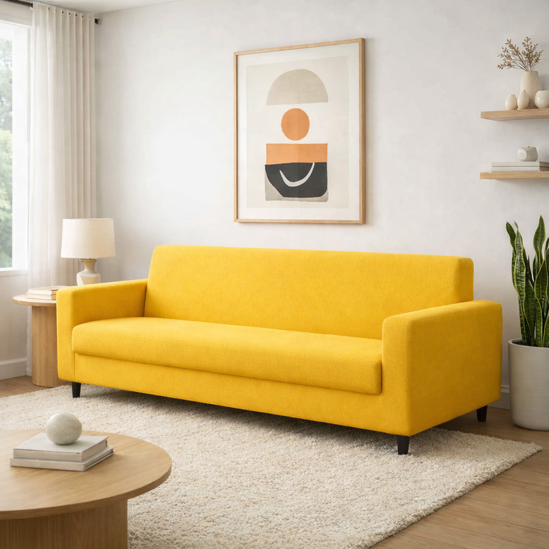 Anyseat 4-Seater Sofa Cover – Plain Yellow Style Slipcover for Living Room Chair Protection