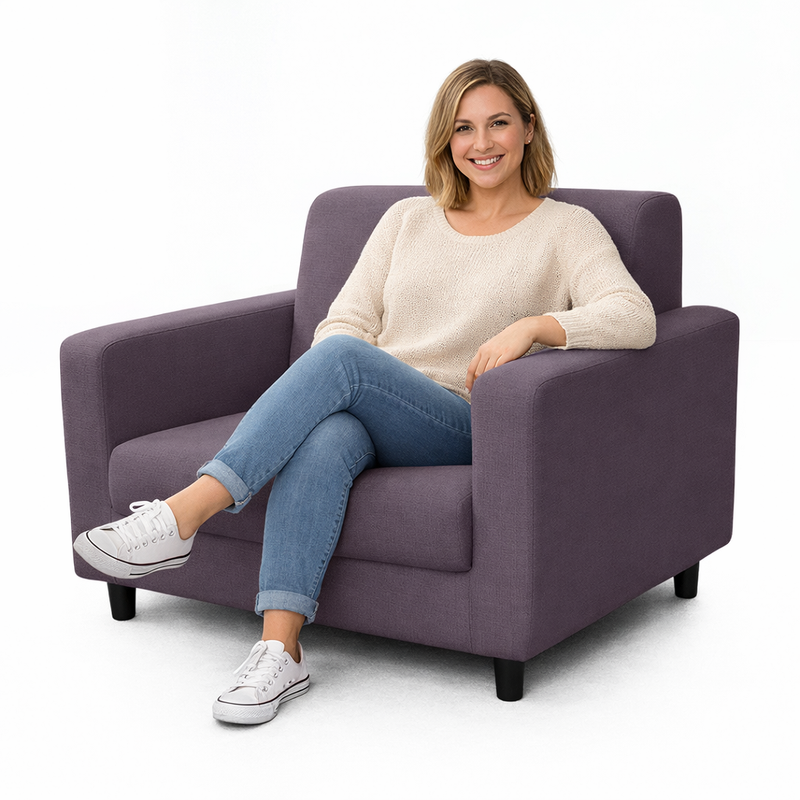 Anyseat 1-Seater Sofa Cover – Plain Purple Style Slipcover for Living Room Chair Protection