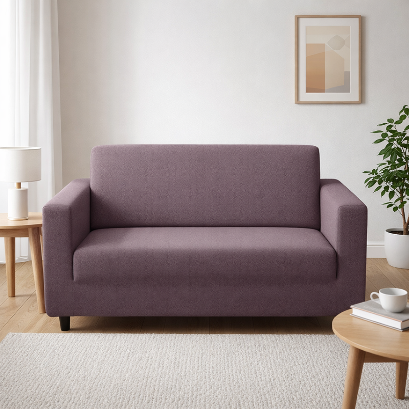 Anyseat 2-Seater Sofa Cover – Plain Purple Style Slipcover for Living Room Chair Protection
