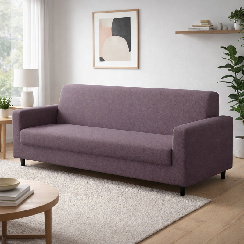 Anyseat 4-Seater Sofa Cover – Plain Purple Style Slipcover for Living Room Chair Protection