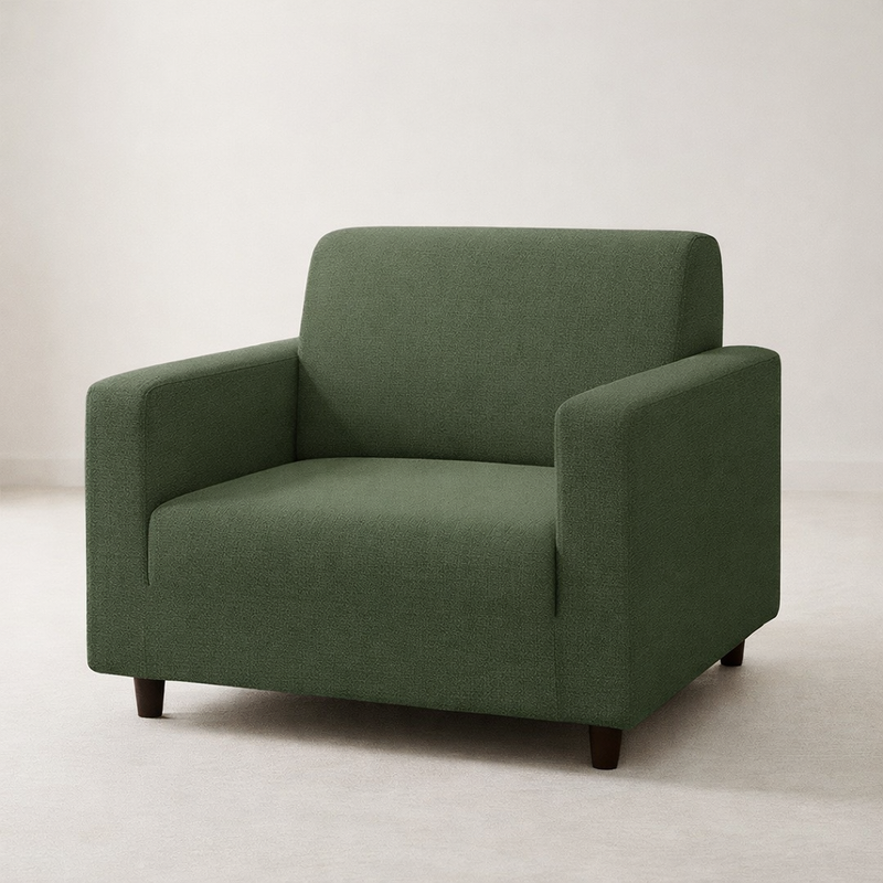Anyseat 1-Seater Sofa Cover – Plain Army Green Style Slipcover for Living Room Chair Protection