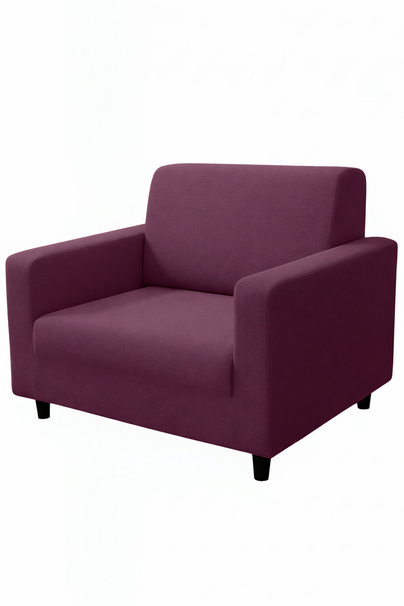 Anyhouz 1 Seater Sofa Cover Plain Bean Paste Red Style and Protection For Living Room Sofa Chair Elastic Stretchable Slipcover