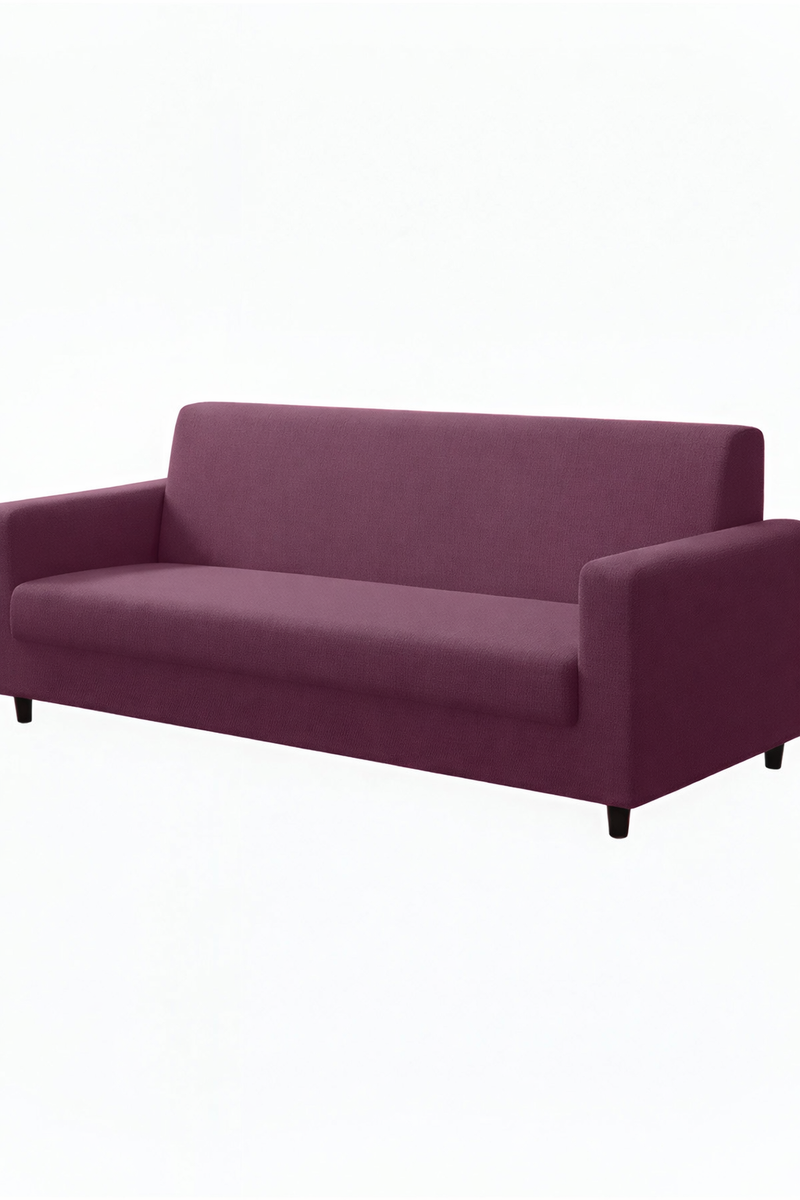Anyhouz 4 Seater Sofa Cover Plain Bean Paste Red Style and Protection For Living Room Sofa Chair Elastic Stretchable Slipcover