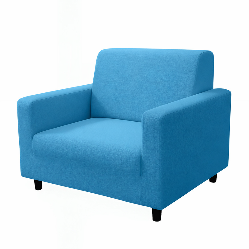 Anyhouz 1 Seater Sofa Cover Plain Blue Style and Protection For Living Room Sofa Chair Elastic Stretchable Slipcover