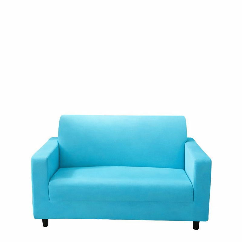 Anyhouz 2 Seater Sofa Cover Plain Blue Style and Protection For Living Room Sofa Chair Elastic Stretchable Slipcover
