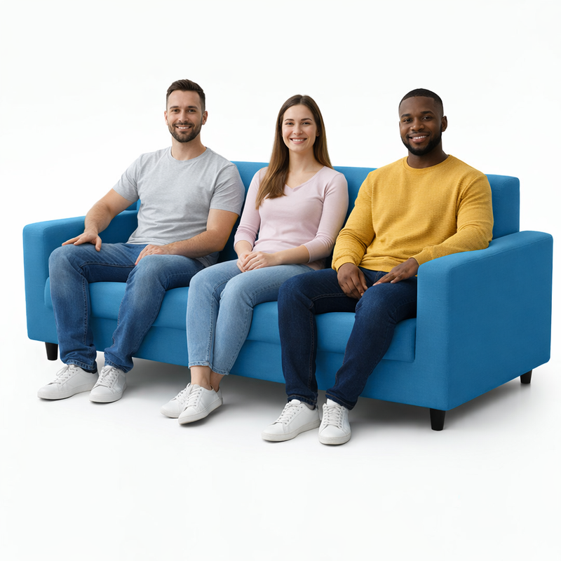 Anyhouz 3 Seater Sofa Cover Plain Blue Style and Protection For Living Room Sofa Chair Elastic Stretchable Slipcover