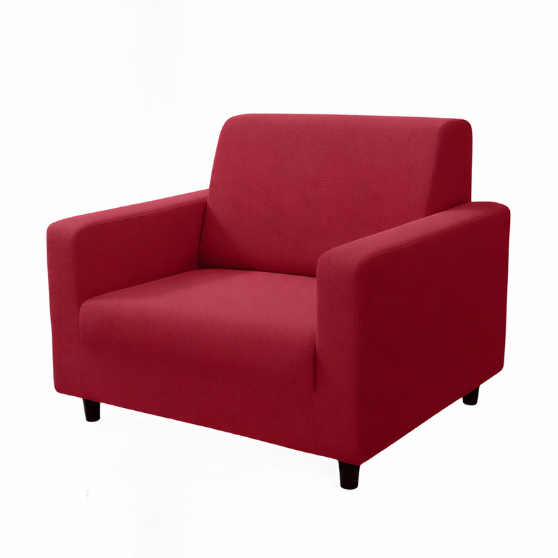 Anyhouz 1 Seater Sofa Cover Plain Rose Red Style and Protection For Living Room Sofa Chair Elastic Stretchable Slipcover
