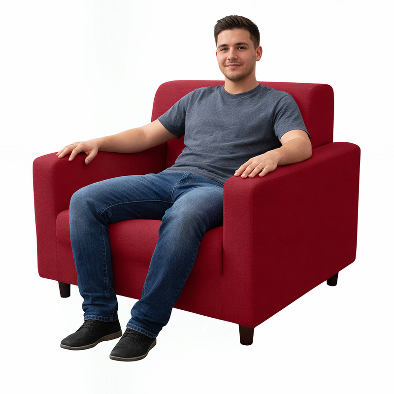 Anyhouz 1 Seater Sofa Cover Plain Rose Red Style and Protection For Living Room Sofa Chair Elastic Stretchable Slipcover