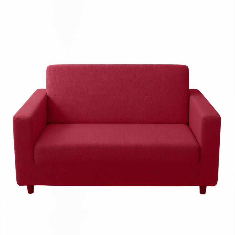 Anyhouz 2 Seater Sofa Cover Plain Rose Red Style and Protection For Living Room Sofa Chair Elastic Stretchable Slipcover