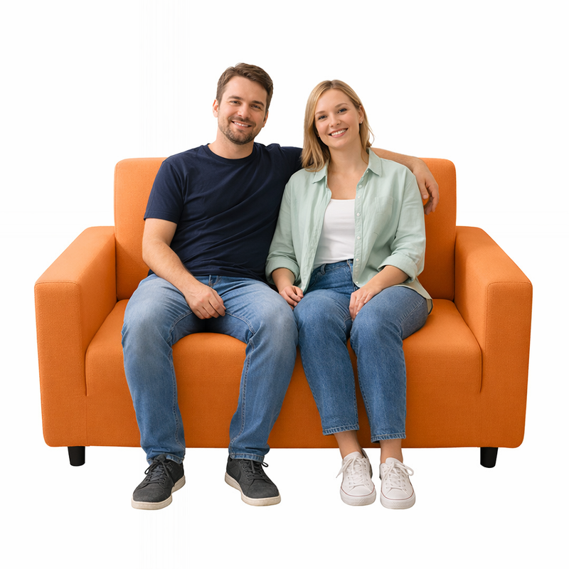 Anyhouz 2 Seater Sofa Cover Plain Orange Style and Protection For Living Room Sofa Chair Elastic Stretchable Slipcover