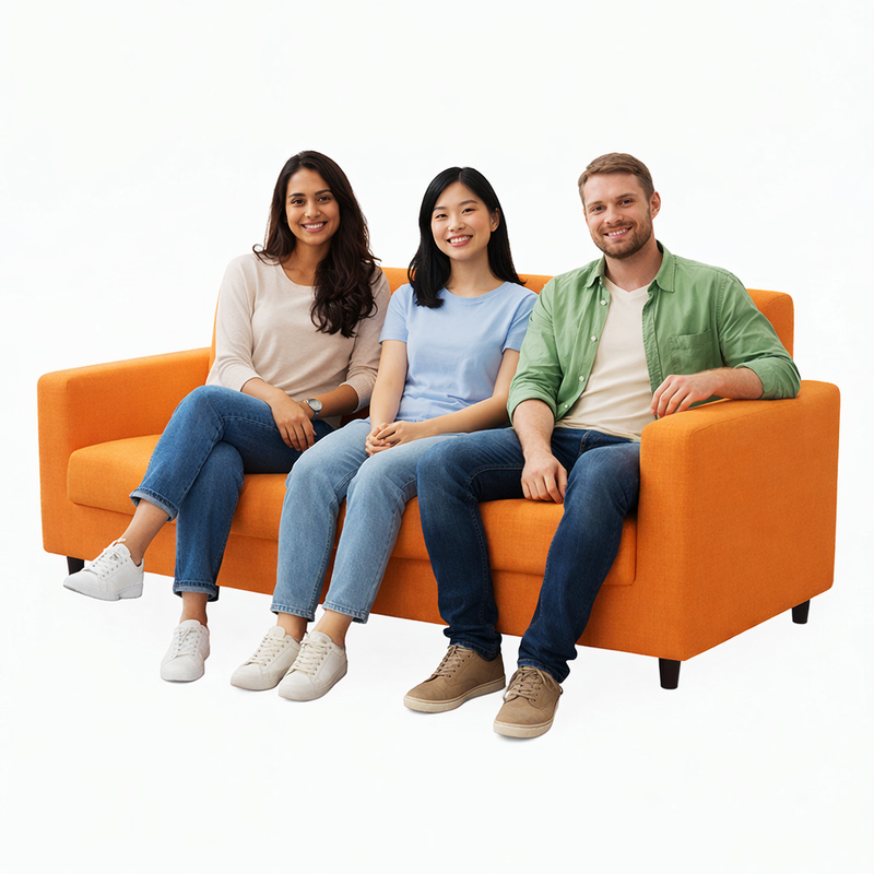 Anyhouz 3 Seater Sofa Cover Plain Orange Style and Protection For Living Room Sofa Chair Elastic Stretchable Slipcover