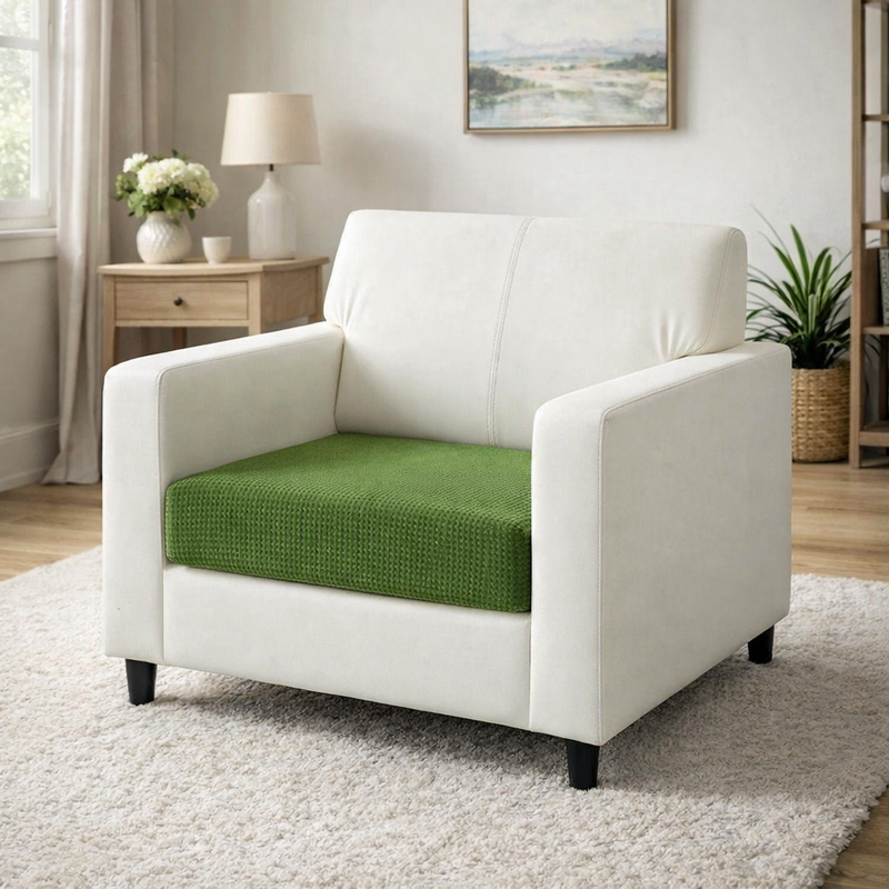 Anyhouz Sofa Cushion Cover – Green Polyester, Thick Stretchable, 1Pc Living Room Chair