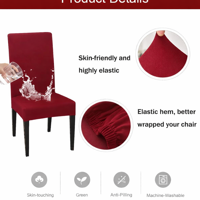 Anyseat Wine Red Chair Cover – Waterproof Elastic Slipcover with Anti‑Dirt Protection for Dining Room, Kitchen, Wedding, Hotel, Banquet & Restaurant