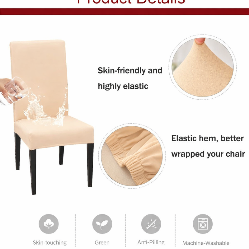 Anyseat Beige Chair Cover – Waterproof Elastic Slipcover with Anti‑Dirt Protection for Dining Room, Kitchen, Wedding, Hotel, Banquet & Restaurant