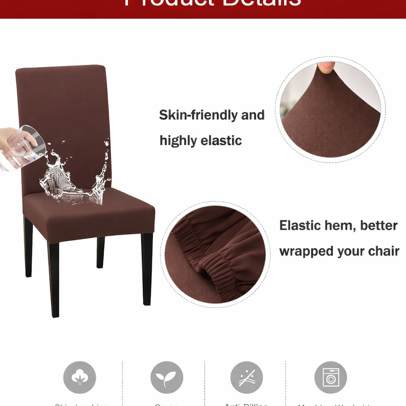 Anyseat Coffee Chair Cover – Waterproof Elastic Slipcover with Anti‑Dirt Protection for Dining Room, Kitchen, Wedding, Hotel, Banquet & Restaurant
