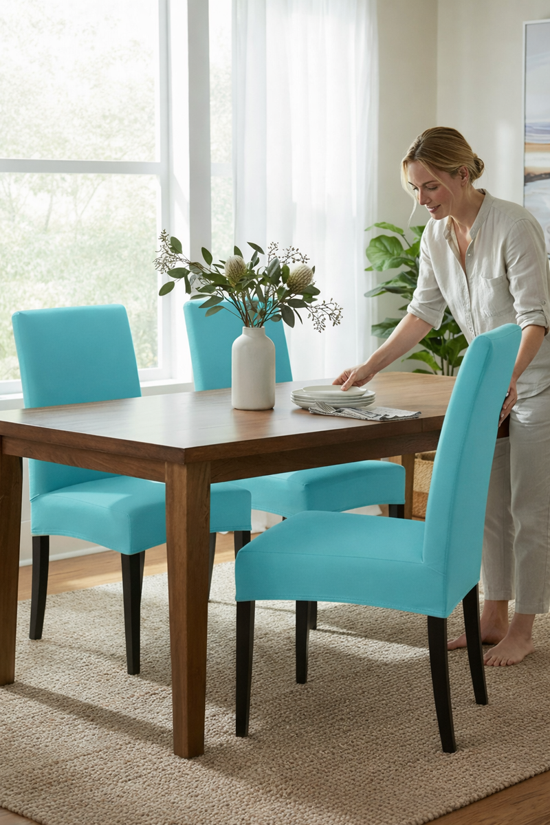 Anyseat Sky Blue Chair Cover – Waterproof Elastic Slipcover with Anti‑Dirt Protection for Dining Room, Kitchen, Wedding, Hotel, Banquet & Restaurant